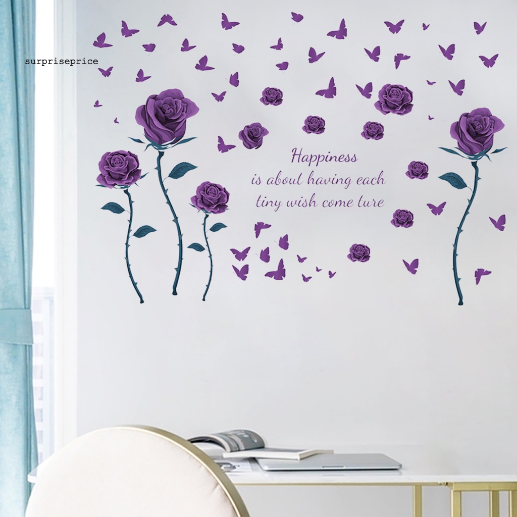 Set 4 Tấm Sticker PVC Dán Tường Họa Tiết Hoa Thanh Lịch Có Thể Tháo Gỡ Trang Trí Nhà Cửa