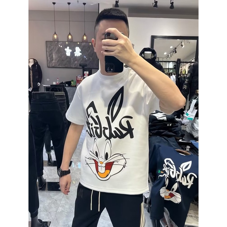 Áo Thun Cotton Ngắn Tay Cổ Tròn In Họa Tiết Hoạt Hình Phong Cách Hàn Quốc Cho Nam Cỡ S-5XL