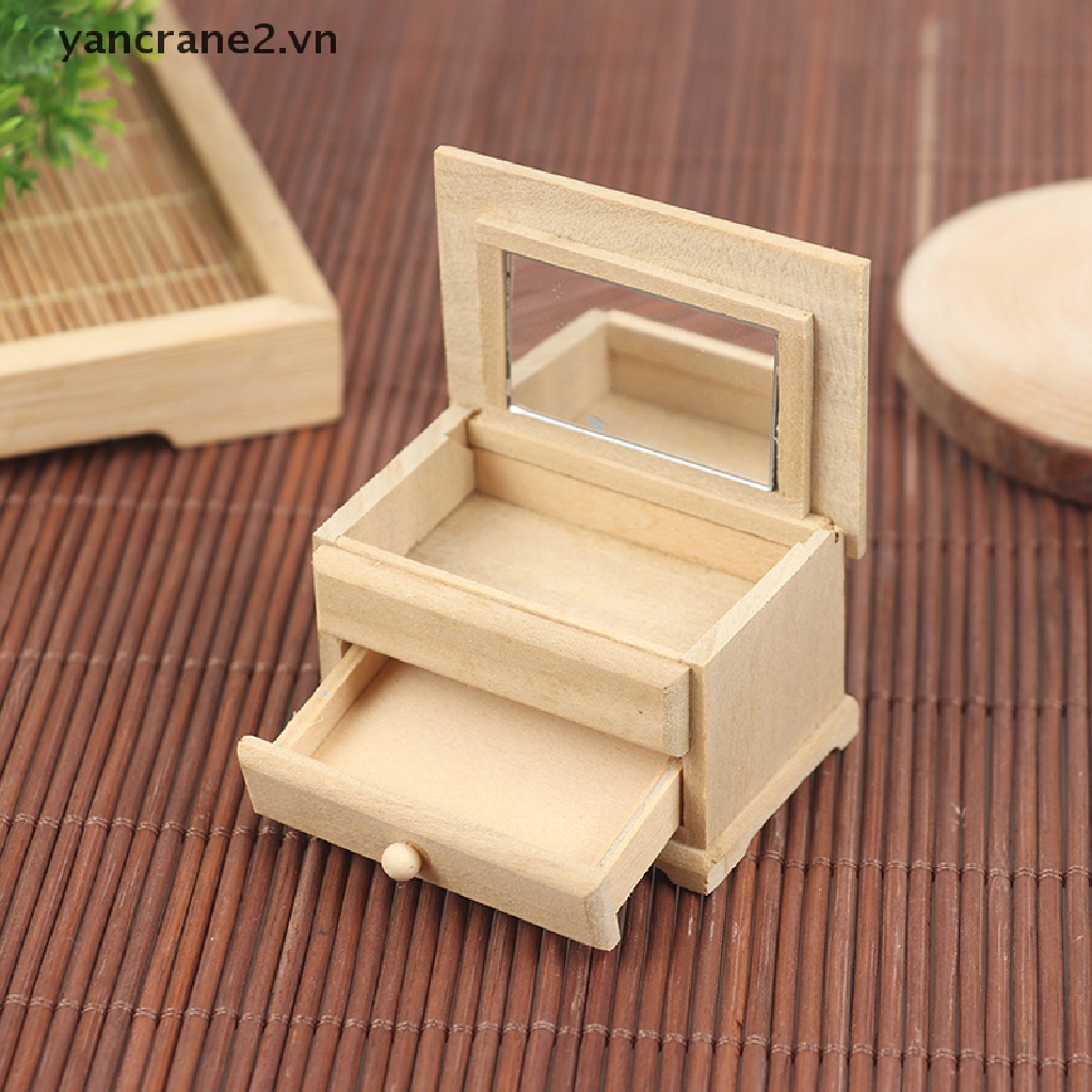 {YAN2} Bàn Ngăn Kéo Mini Có Gương Lật Và Ngăn Kéo Cho Nhà Búp Bê {yancrane2.vn}