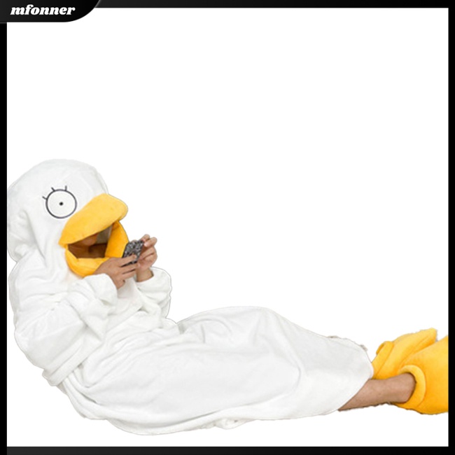 Túi Ngủ Flannel Dày Dặn Hình Vịt Vui Nhộn Kèm Dép Dành Cho Nữ