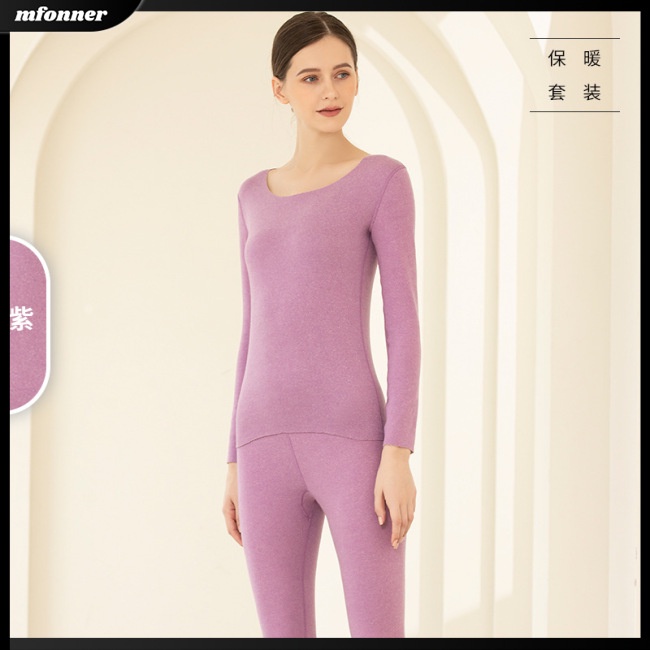 Bộ Đồ Lót 2 Món Tay Dài Cổ Tròn Màu Sắc Đơn Giản Thời Trang Cho Nữ