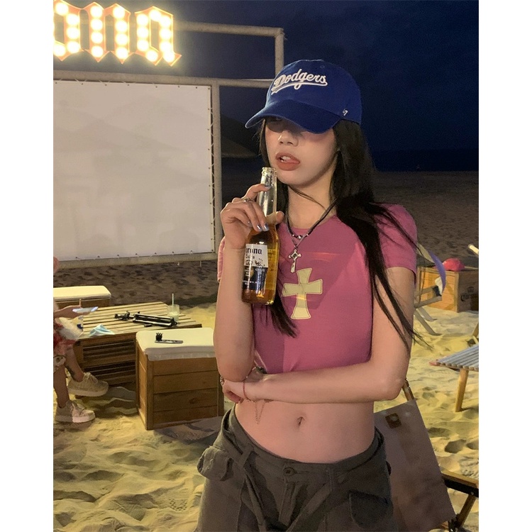 Áo Thun Tay Ngắn Dáng Ôm In Họa Tiết Đơn Giản Thời Trang Mùa Hè Mới Cho Nữ