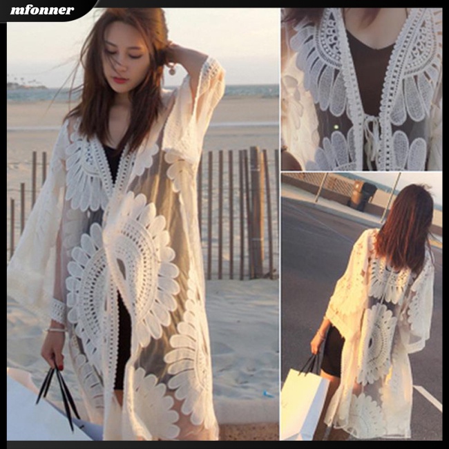 Áo Khoác Cardigan Tay Lửng Phối Ren Hoa Hướng Dương Thời Trang Mùa Hè Cho Nữ