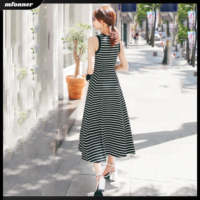 Đầm Chữ A Sát Nách Kẻ Sọc Kiểu Retro Thời Trang Mùa Hè Cho Bạn Gái