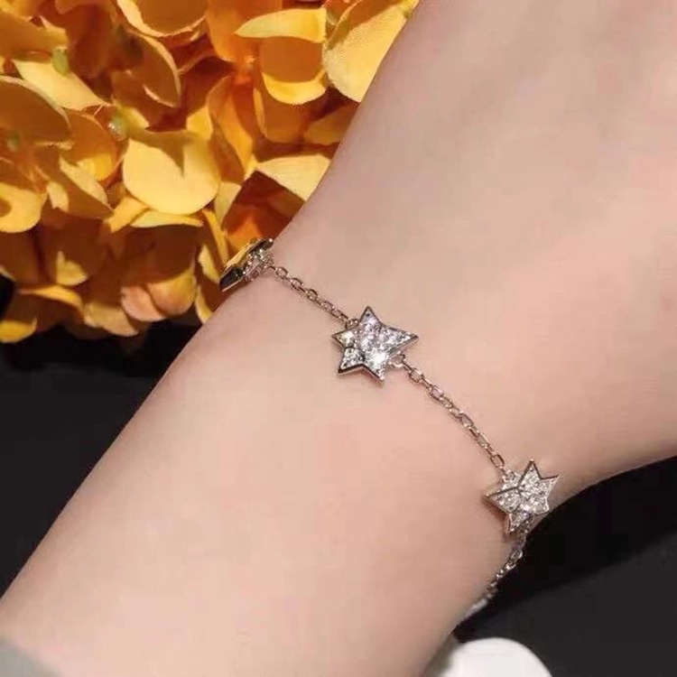 Vòng Tay Đính Đá Ngôi Sao Năm Cánh Đơn Giản Thời Trang Cho Nữ