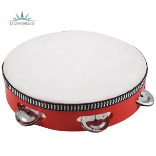 8inch Musical Tambourine Tamborine Drum Round Percussion Gift for KTV Party Red