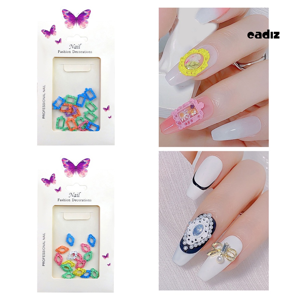 1 Hộp Phụ Kiện Trang Trí Móng Nghệ Thuật Hình Hoa Ba Chiều Viền Rỗng Bằng Hợp Kim Phong Cách Vintage