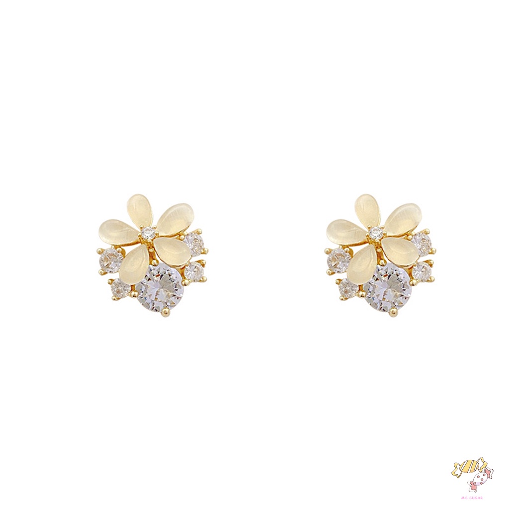 YADORNOS Khuyên Tai Hình Bông Hoa Đính Đá Pha Lê Phong Cách Hàn Quốc Dễ Phối Đồ