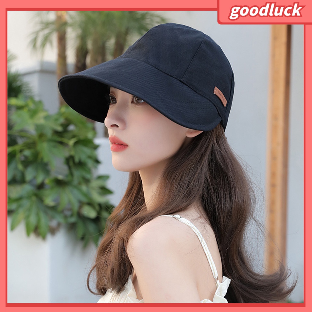 Mũ Chống Nắng Cotton Pha Mềm Mại Chống Tia UV Có Dây Rút Vành Rộng Có Thể Điều Chỉnh Được
