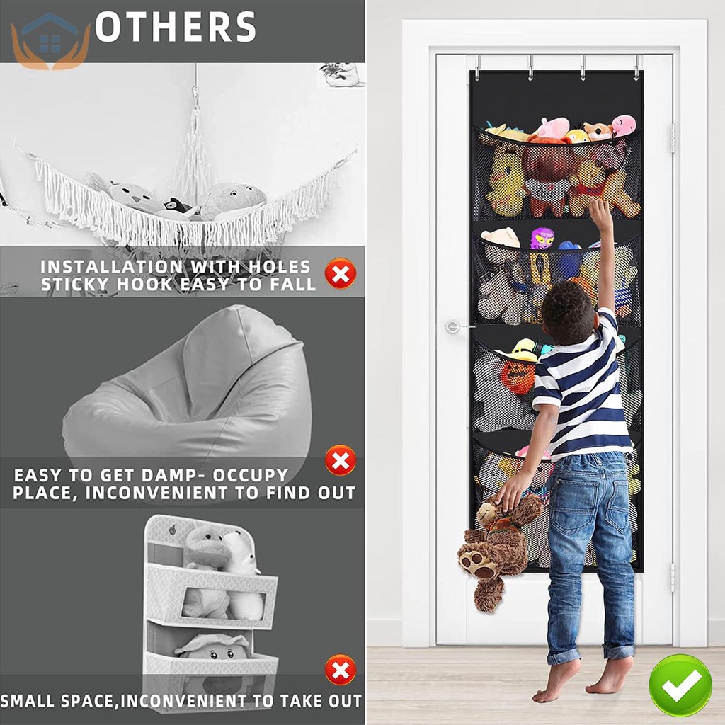 Túi Đựng Đồ Chơi Nhồi Bông Hình Động Vật Treo Cửa Ra Vào Với 4 Túi Lớn Cho Bé shoptkc4148