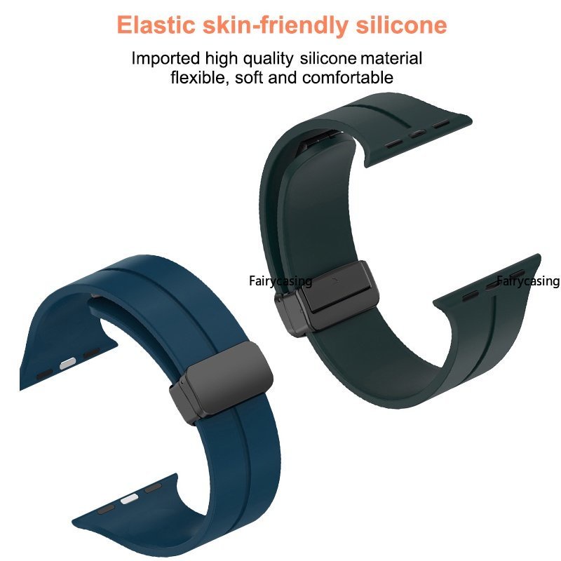 Dây Đeo Đồng Hồ Từ Tính Bằng Silicone 49mm 44mm 45mm 41mm 40mm 42mm 38mm 45 mm Cho iWatch Series Ultra 8 se 7 6 5 3