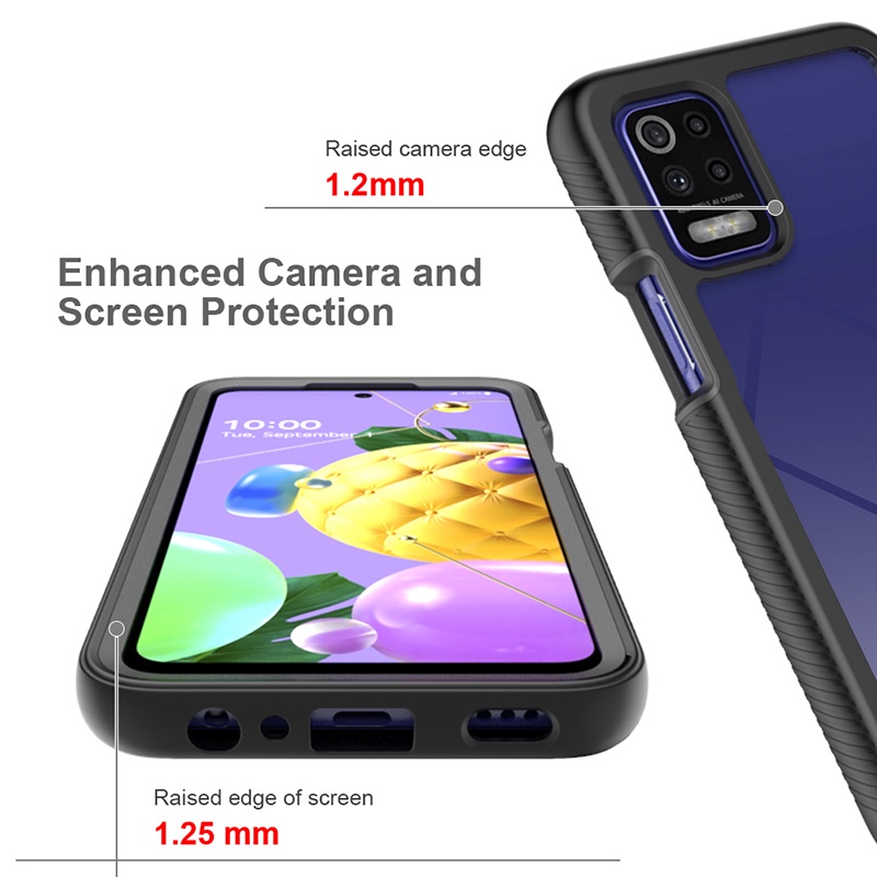 2 In 1 // Tow In One Transparent Clear Thickened Shockproof Case LG Velvet G8X V50s ThinQ K52 K51 Q51 V60 G8 ThinQ Stylo6 K71 Fall Prevention Case Back Cover