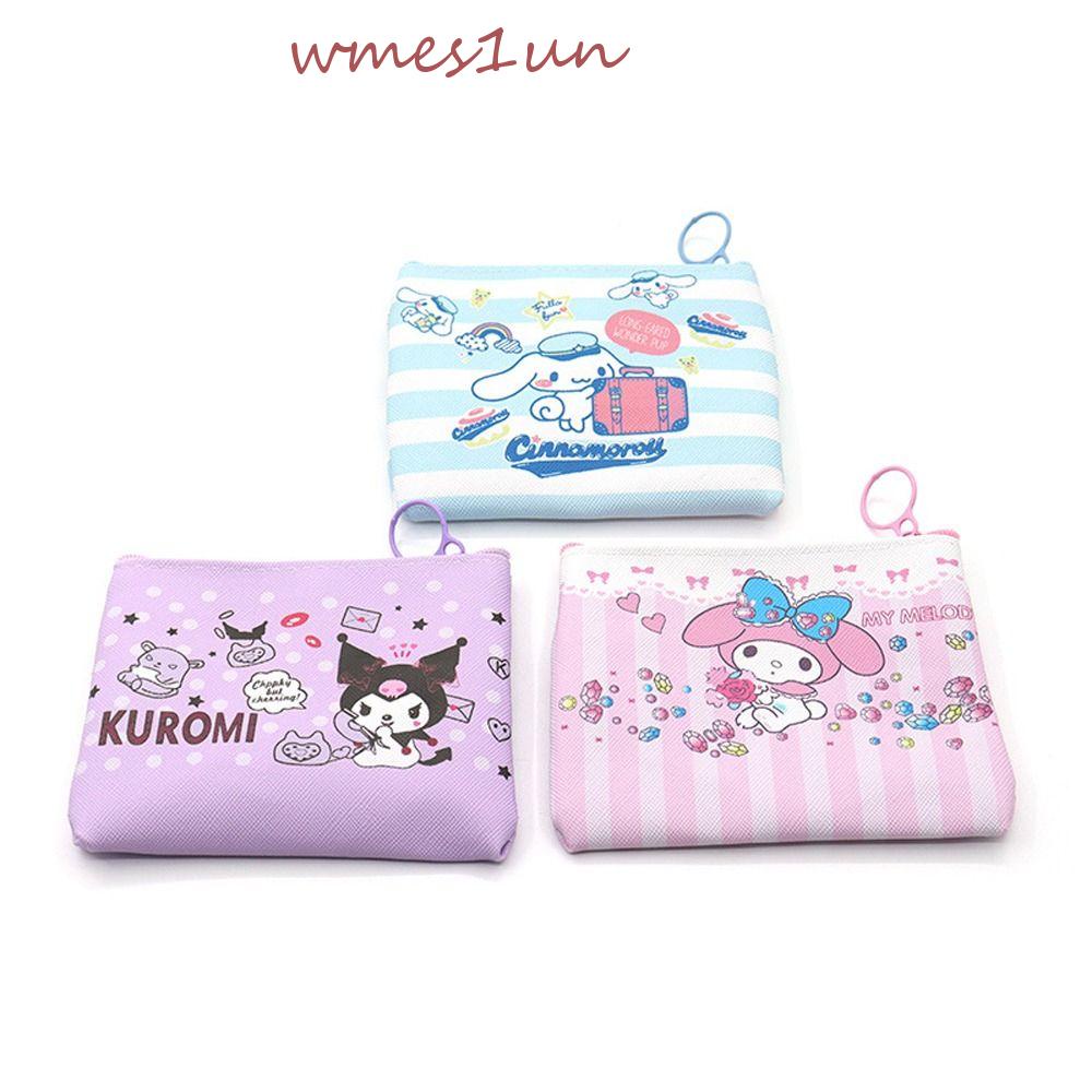 Ví Đựng Tiền Xu Đa Năng WMES15H Kuromi Họa Tiết Kẻ Sọc / Mèo Kitty / Melody Dễ Thương Giá Đỡ