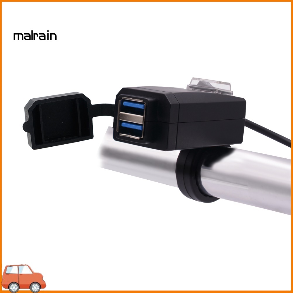 Cục Sạc Nhanh QC3.0 Hai Cổng USB 12-24V Có Công Tắc Cho Xe Máy