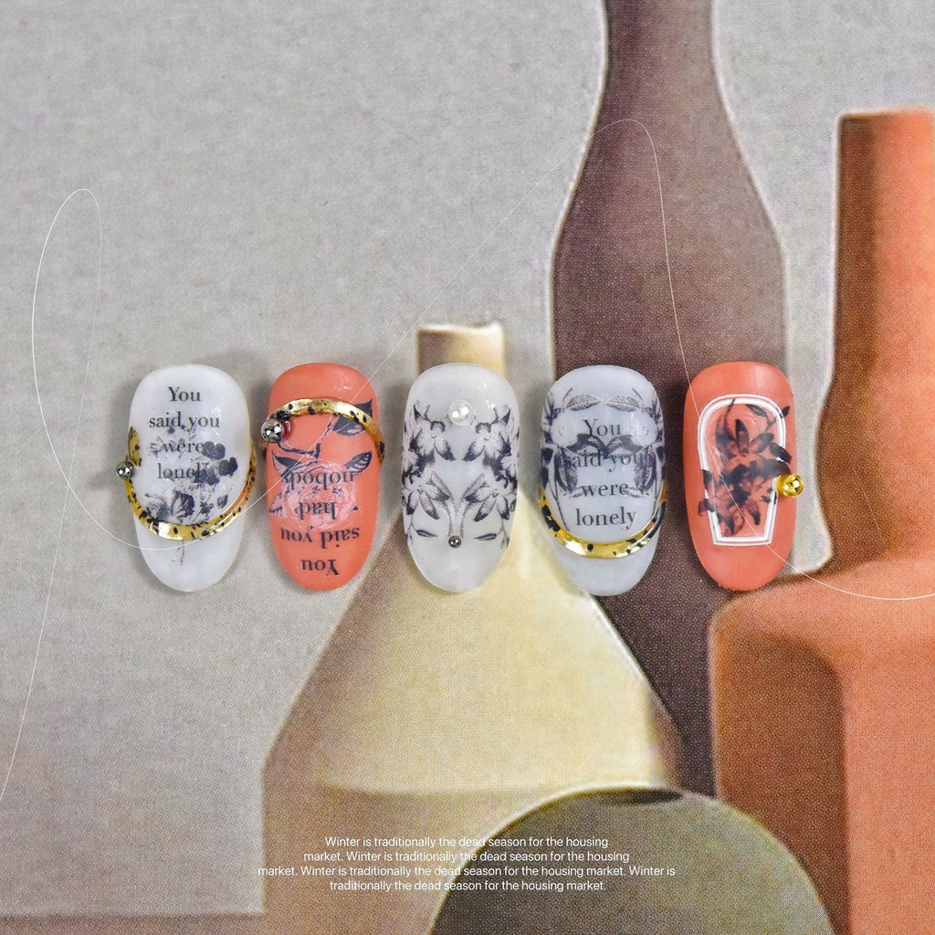 Miếng Dán Móng Tay Tự Dính Không Phai Màu Phong Cách Nhật Bản Vintage