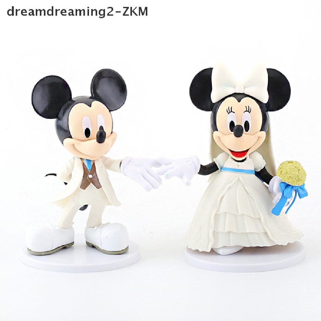 DISNEY Set 2 Đầm Trắng In Hình Chuột Mickey Minnie Cho Cặp Đôi