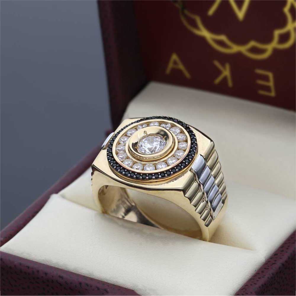 Nhẫn Thép Titan Đính Đá Zircon Sang Trọng Phong Cách Hip Hop Cho Nam