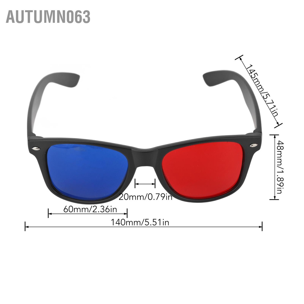 Autumn063 Kính 3D Gọng Nhựa Màu Đen Tròng Nhẹ Dễ Đeo Xanh Đỏ Cho Trò Chơi Phim