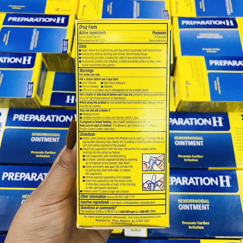 Viên Đặt Trĩ Preparation H Suppositories 48 Viên