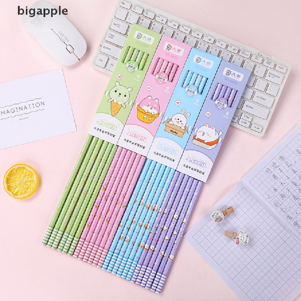 Set 6 Bút Chì Vẽ Hình Hoạt Hình Đáng Yêu Dành Cho Các Bé