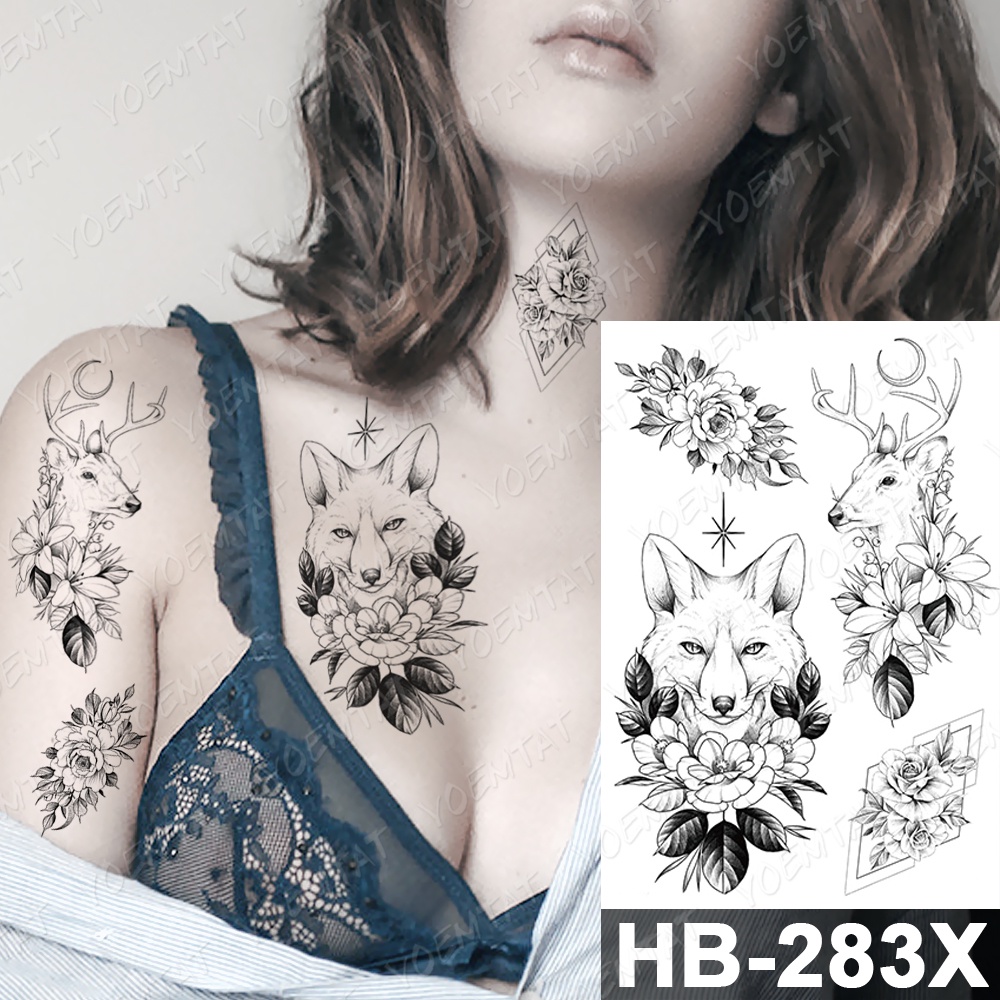 Hình Xăm Dán Tạm Thời Họa Tiết Da Rắn / Rồng / Hổ / Hoa Hồng Chống Thấm Nước Bền Bỉ Cho Nam Và Nữ