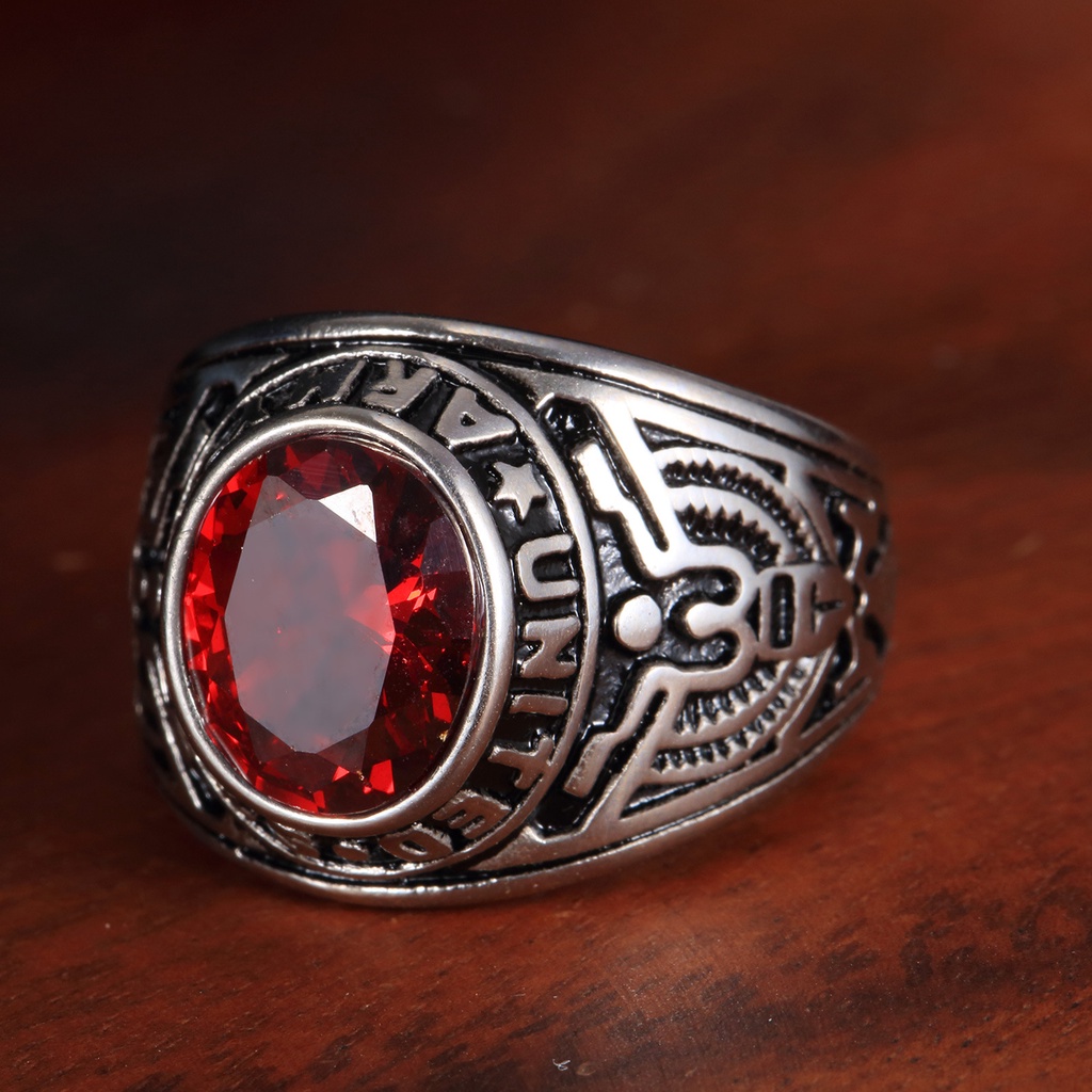 Nhẫn Hợp Kim Titan Đính Đá Thời Trang Cho Nam Nữ