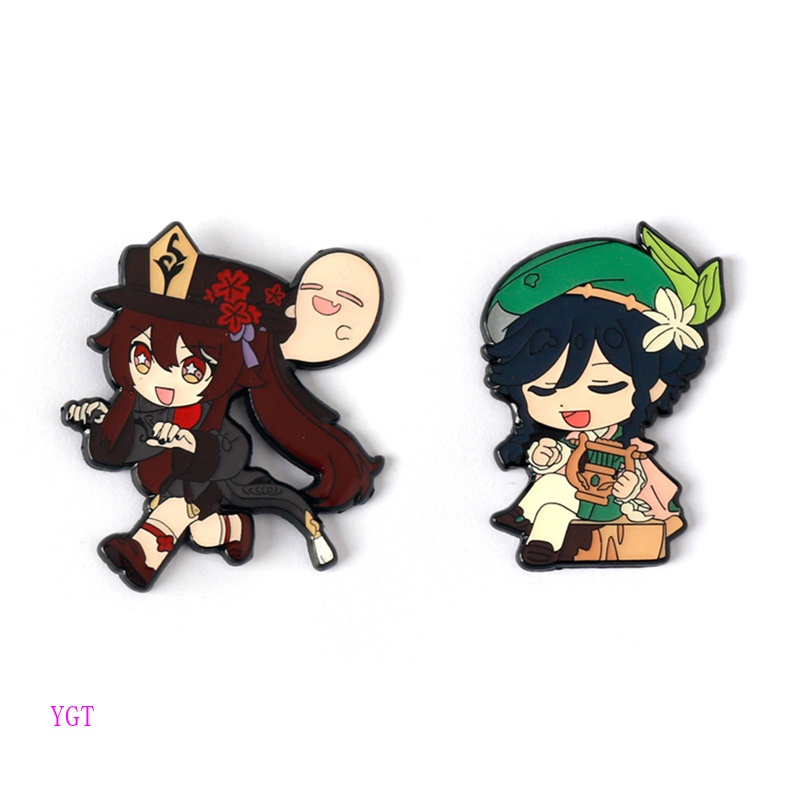 Ygt Huy Hiệu Cài Áo Kim Loại Tráng Men Họa Tiết Hoạt Hình Anime Genshin Va Chạm Kawaii Hu Tao Barbatos