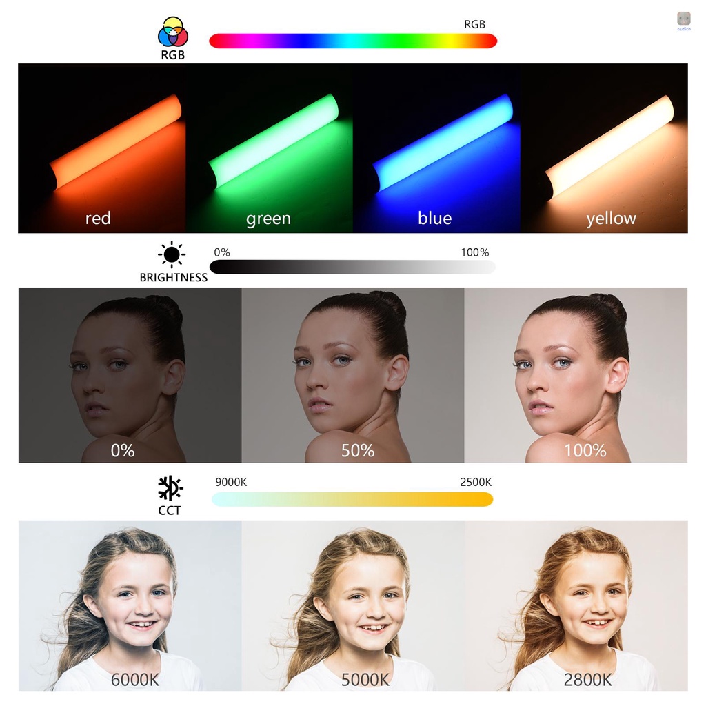 Đèn LED Chiếu Sáng Andoer W200RGB 2500K-9000K 20 Hiệu Ứng Ánh Sáng CRI95 + Có Thể Sạc Lại Với Màn Hình LCD