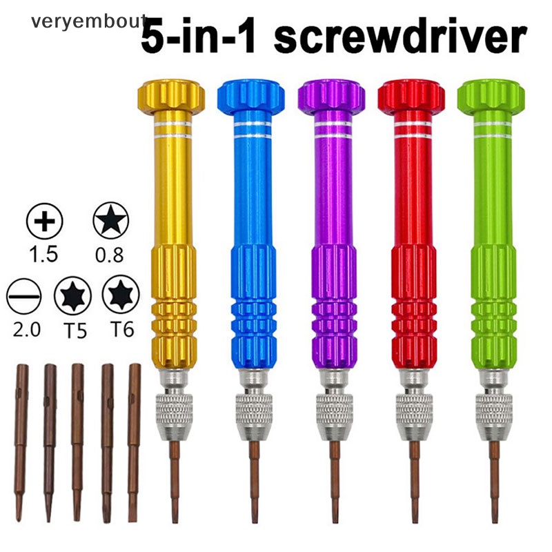 Bộ Tua Vít Sửa Chữa Đa Năng 5 Trong 1 Bằng Hợp Kim Nhôm Tiện Dụng