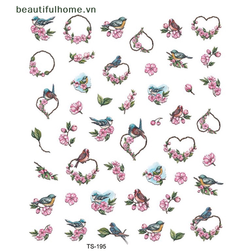 Miếng Dán Trang Trí Móng Tay 5D Hình Hoa Trái Tim Cho Nữ