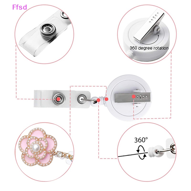 {Ffsd} Kẹp Giữ Thẻ ID Bảng Tên Có Thể Thu Vào Hình Hoa Đính Ngọc Trai Bán Chạy * Bán Chạy