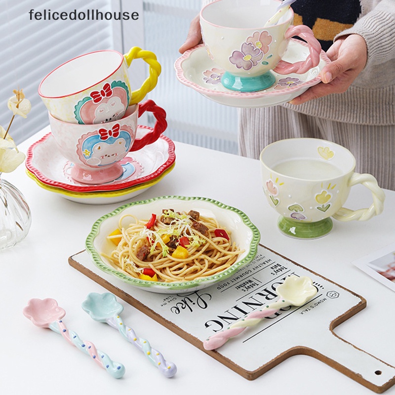 1 Muỗng Sứ Cán Dài Vẽ Hình Cây Kem Dễ Thương
