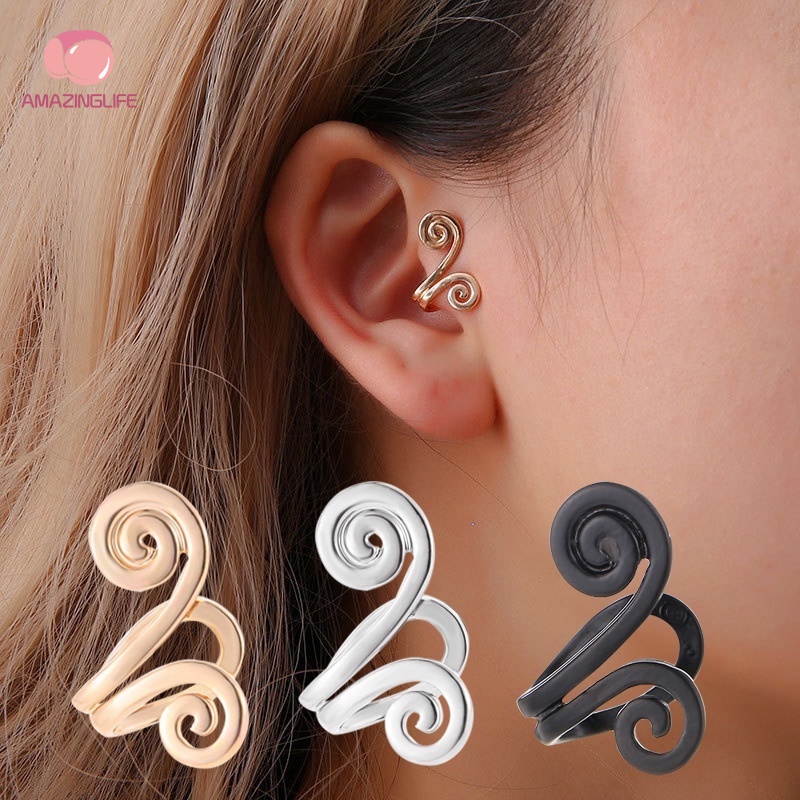 Bông Tai Dạng Kẹp Hình Ốc Sên / Kẹp Tai Cong Không Cần Xỏ Lỗ Đơn Giản Hợp Thời Trang Cho Nữ