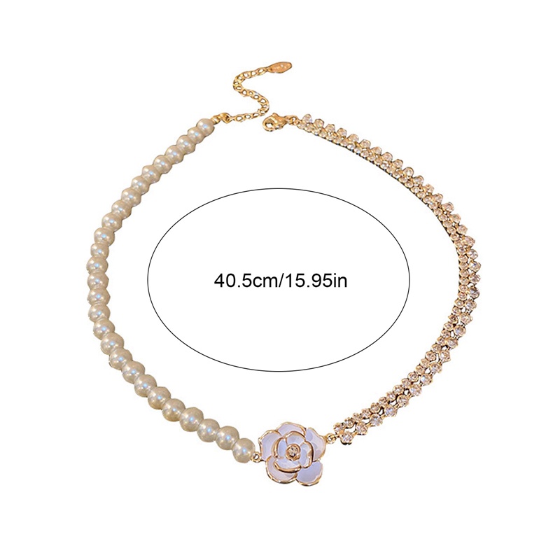 Vòng Cổ Choker Mặt Hoa Trắng Đính Ngọc Trai Nhân Tạo Thời Trang Cho Nữ