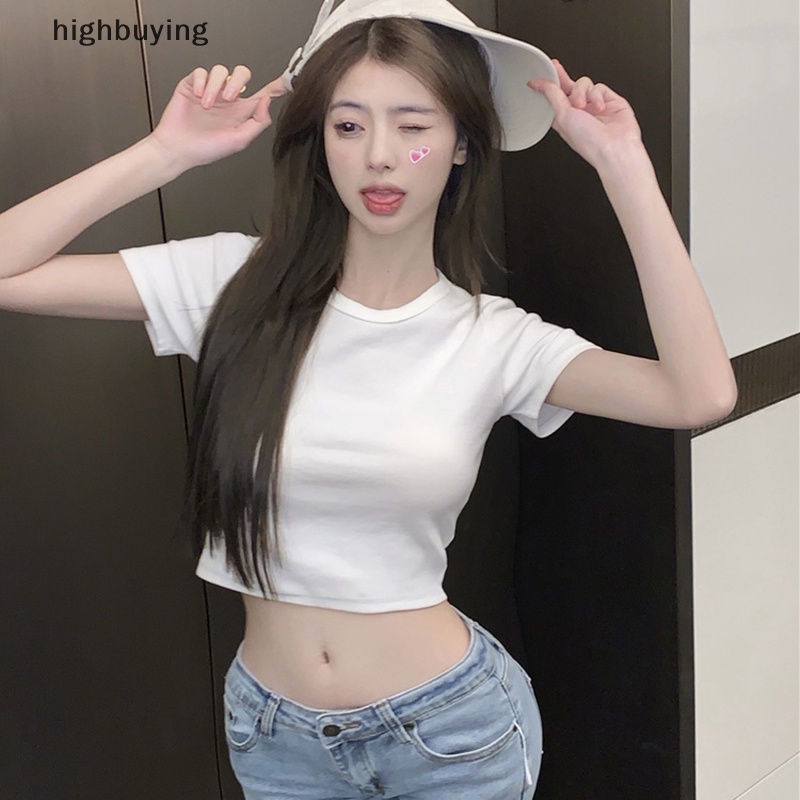 Áo Thun Lửng Ngắn Tay Hở Lưng Màu Sắc Thời Trang Cho Nữ