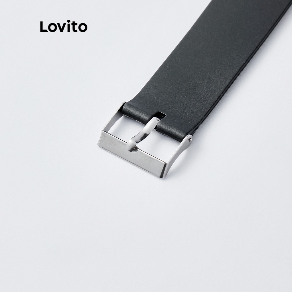 Đồng hồ quartz LOVITO phối dây da màu trơn phong cách thường ngày cho nữ L50AD102 (màu trắng/ đen)