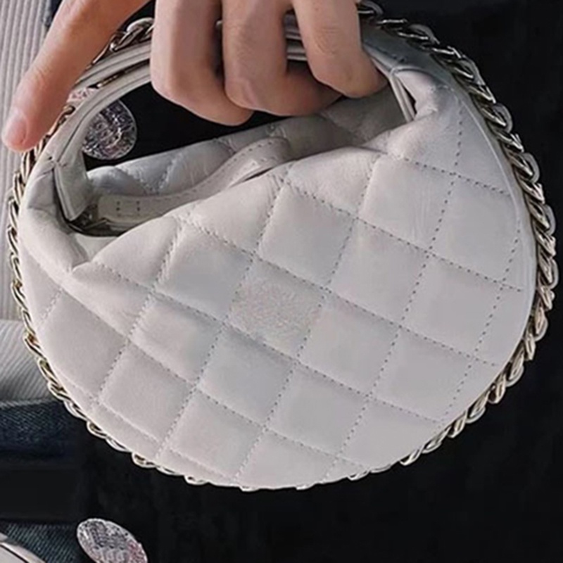 Ielgy Túi Xách Dây Rút Hình oval Màu Bạc Thời Trang Chất Lượng Cao Cho Nữ