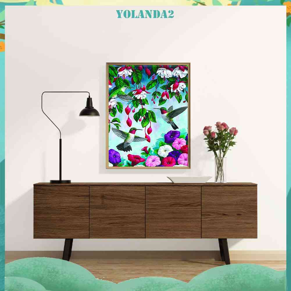 Bộ Tranh Đính Đá 24 Màu Sắc Họa Tiết Chim Ruồi Độc Đáo DIY Dùng Trang Trí Nhà Cửa