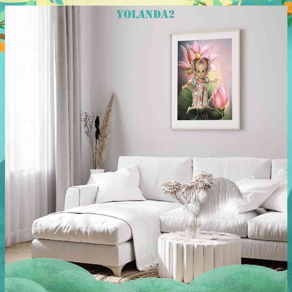 Tranh Đính Đá 5D Tự Làm Họa Tiết Bé Gái Hoạt Hình