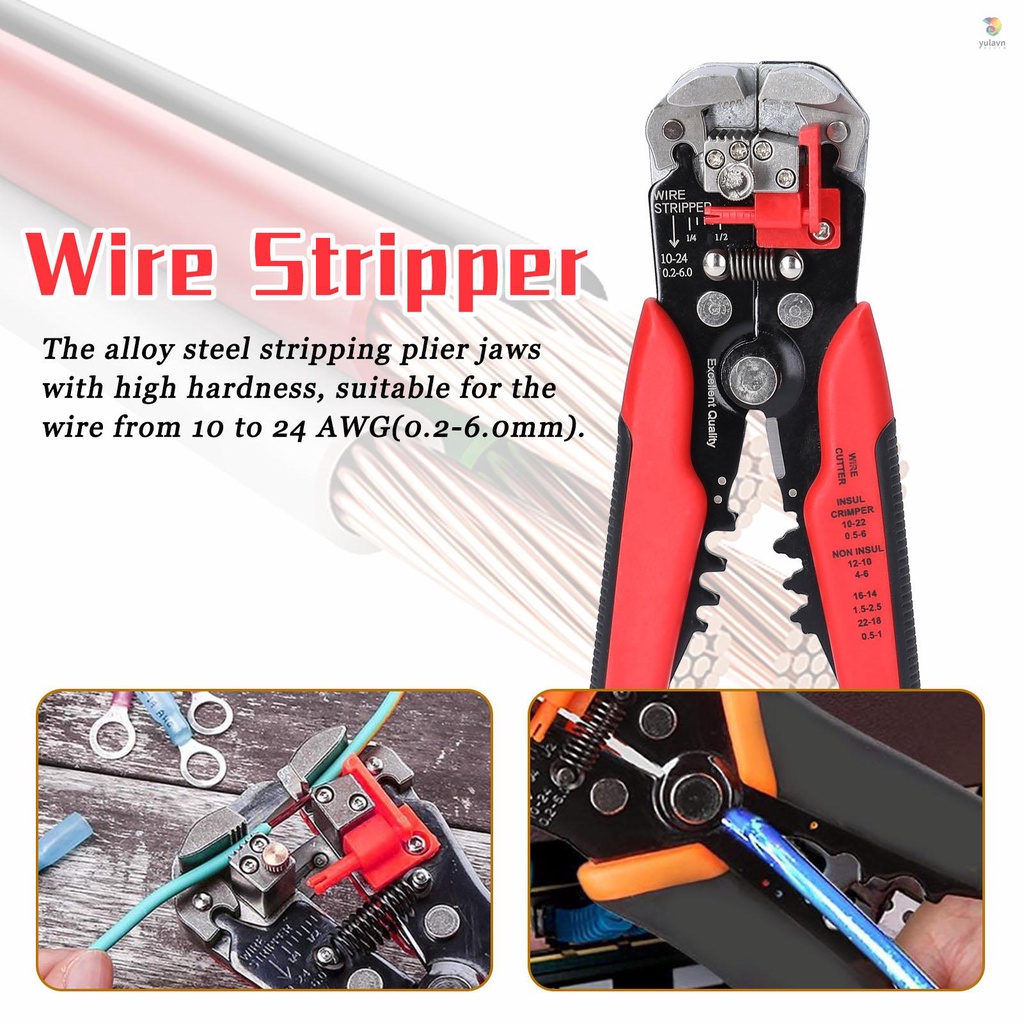Bộ Kìm Cắt Dây Cáp Cách Nhiệt Đa Năng HSC8 6.4 0.25-10Mm2 AWG23-7 YE-1R 0.2-6.0Mm2