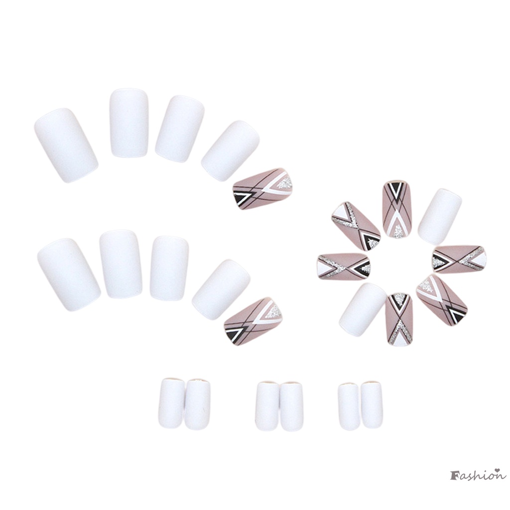 Bộ Móng Tay Giả Màu Lì Kèm Keo Dán Tiện Dụng