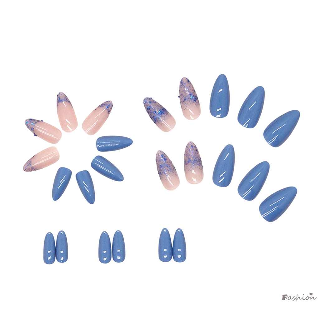 Móng Tay Giả Kim Tuyến Màu Xanh Dương Ngọt Ngào Và Quyến Rũ Có Thể Tái Sử Dụng