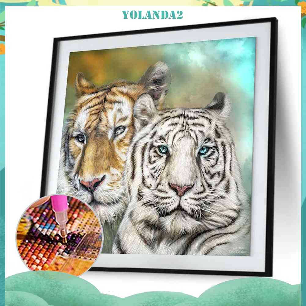 Tranh Đính Đá Kim Cương Toàn Bộ 5D DIY Hình Vẽ Đôi Hổ