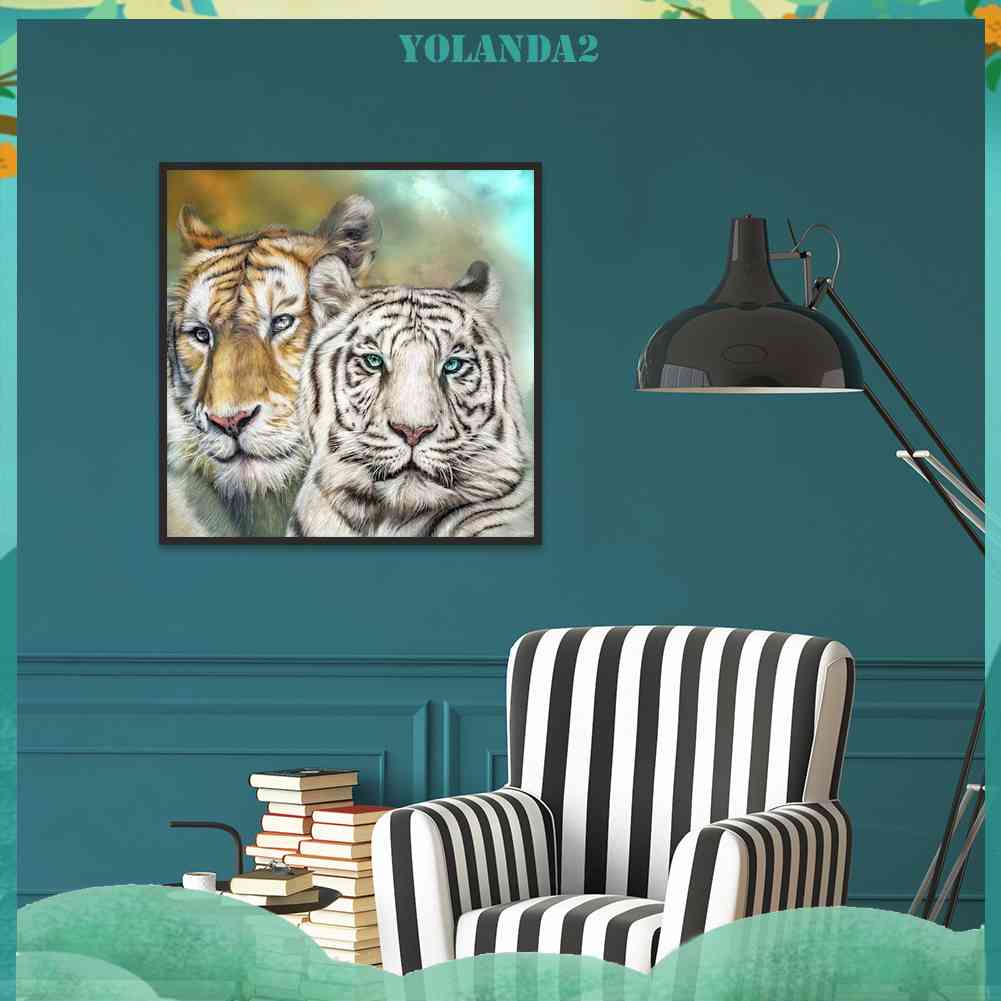 Tranh Đính Đá Kim Cương Toàn Bộ 5D DIY Hình Vẽ Đôi Hổ