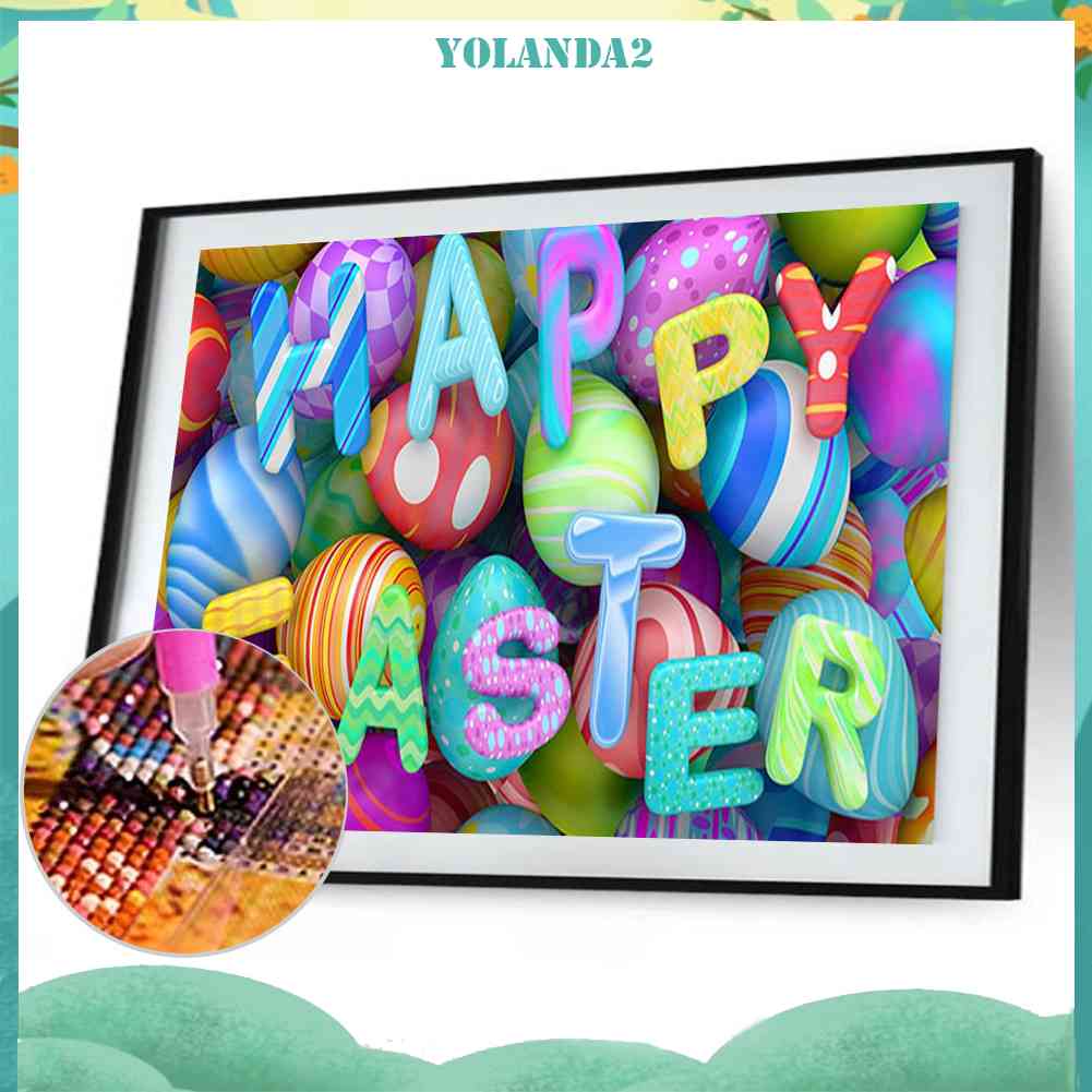 Tranh Đính Đá Kim Cương Toàn Bộ 5D DIY Hình Trứng Phục Sinh