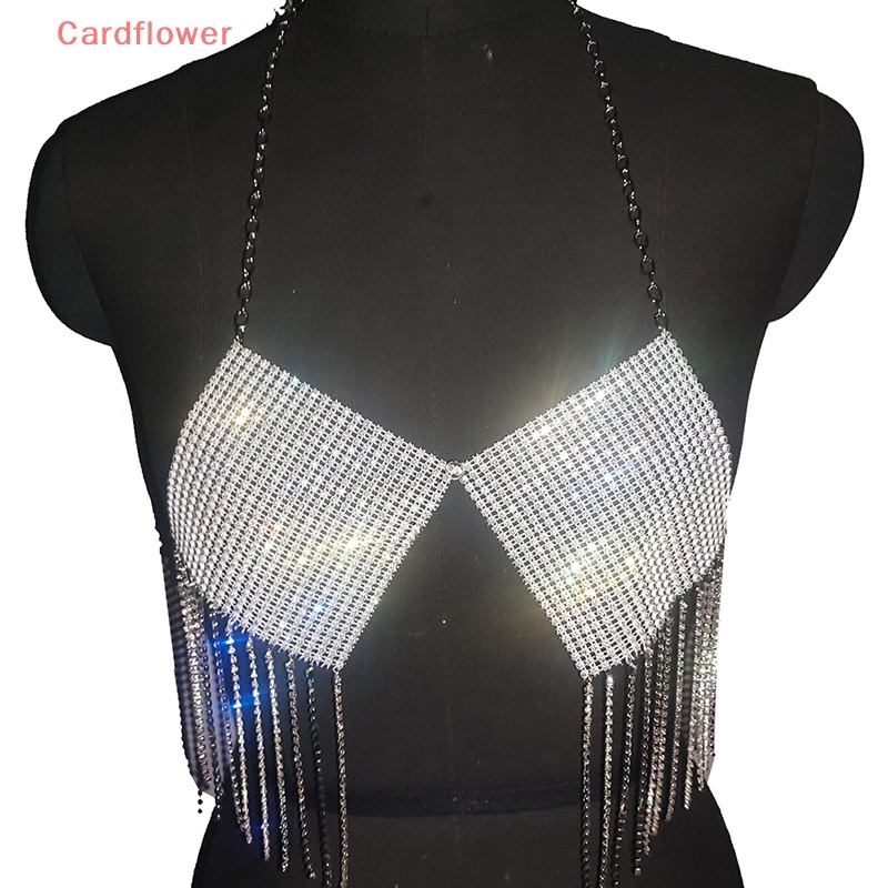 < Cardflower > Áo Không Tay Dáng Ôm Hở Lưng Đính Kim Cương Pha Lê Tua Rua Gợi Cảm Thời Trang Cho Nữ Mới