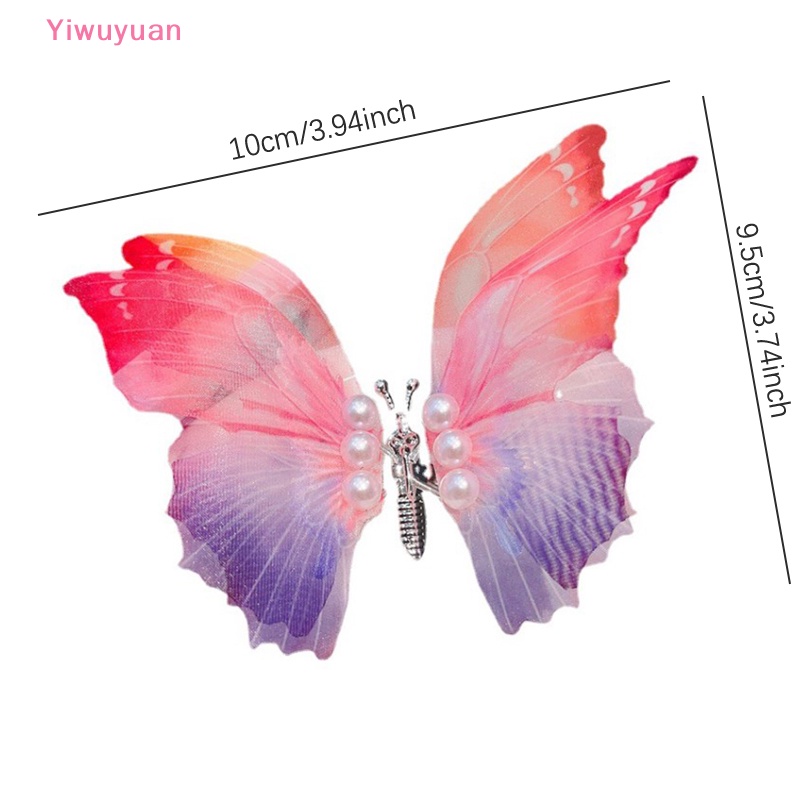 < Yiwuyuan > Kẹp Tóc Hình Cánh Bướm Lớn Đính Ngọc Trai Trang Trí Ngọt Ngào Đáng Yêu Cho Bé Gái Mới
