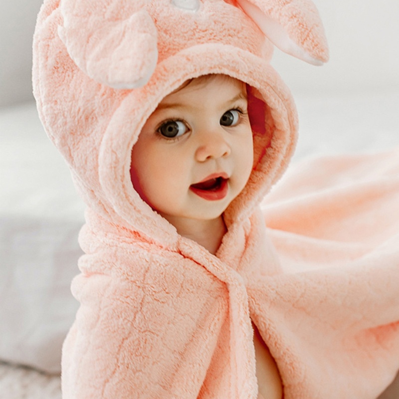 Khăn Tắm Bằng Vải Nhung Nhanh Khô Thấm Hút Tốt In Họa Tiết Hoạt Hình Xinh Xắn Cho Bé
