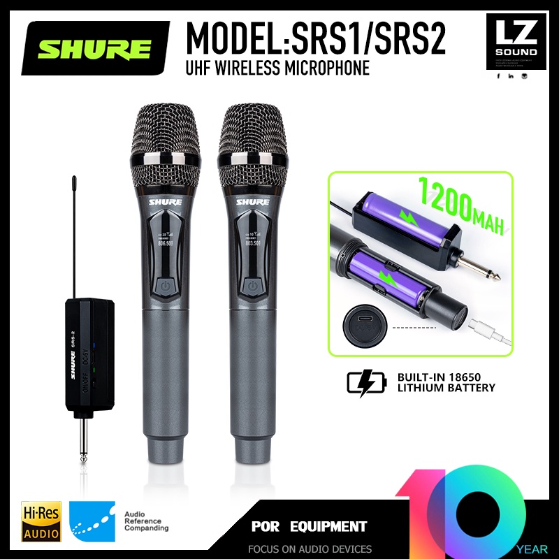 SHURE SRS-1 SRS-2 micro không dây micro có thể sạc lại tần số cố định mic hát karaoke miccro cầm tay Lõi micrô HD Khoảng