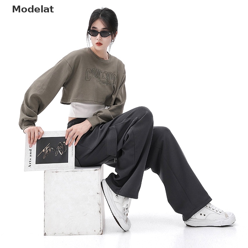 Mfc Quần Baggy Lưng Cao Ống Rộng Có Túi Phong Cách Thời Trang Harajuku Đường Phố Hàn Quốc WTD